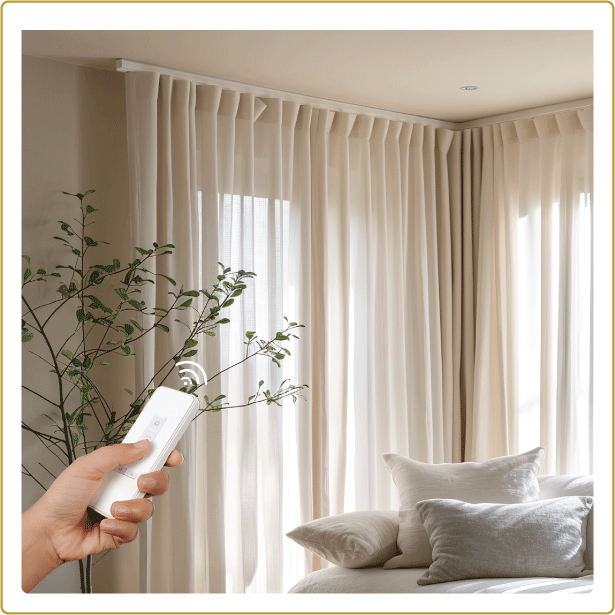 Curtain material or installed interior
