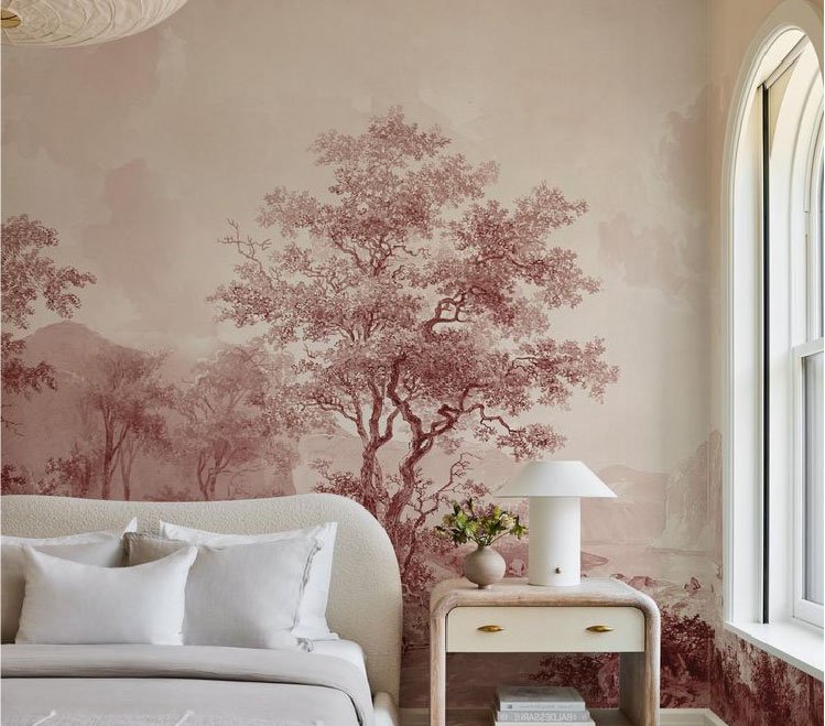 Wallpaper material or installed interior